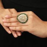 WHITE JADTAR STONES SEA GREEN RING