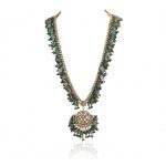 ONE LINE STONE WITH  LIGHT SEA GREEN BEADS LONG NECKLACE