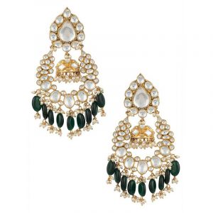 Green & White Jhumkas