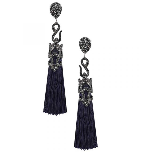 Blue Tasseled Earrings