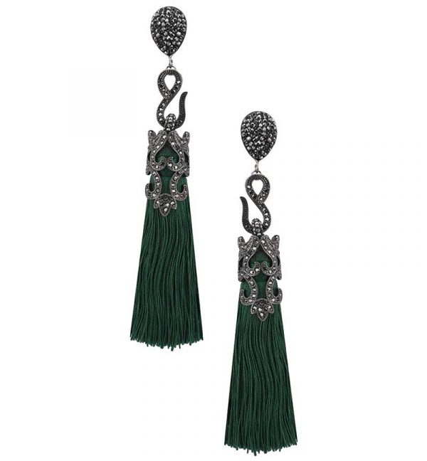 Green Tasseled Earrings