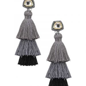 Grey & Black Tasseled Earrings