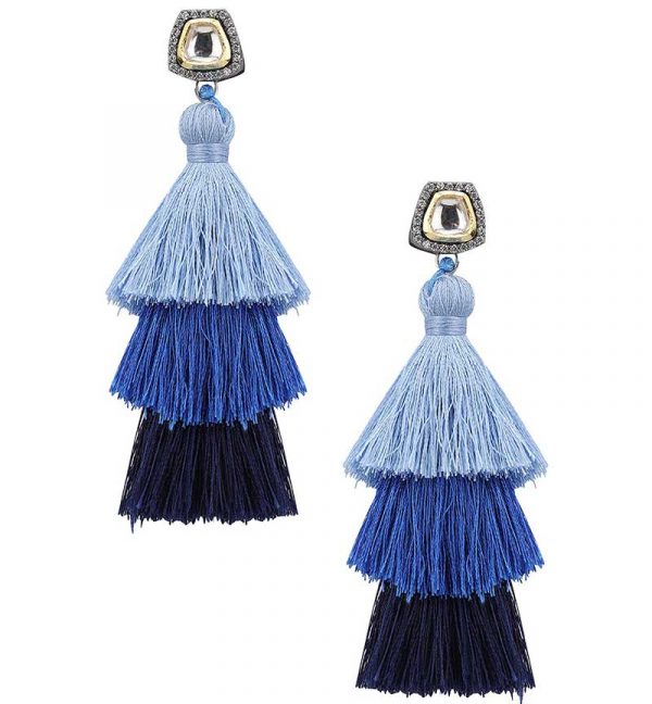 Shaded Blue Tasseled Earrings