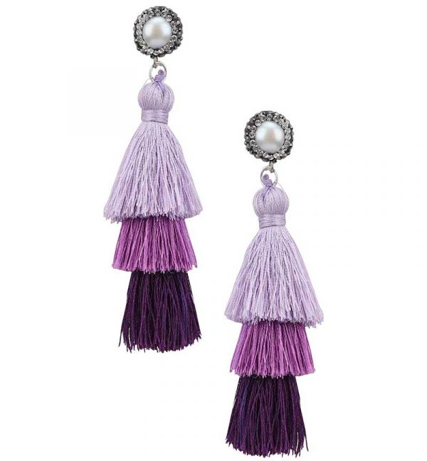 Shaded Purple Tasseled Earrings