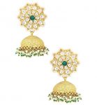 Jhumki Earrings of Pearl and Jadtar with Gold Coating