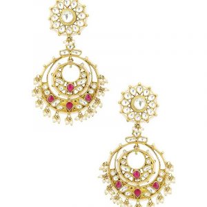 White & Pink Jadtar Chandbali