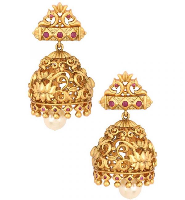 Floral Designed Gold Plated Earrings