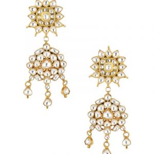 Gold Finish Jadtar Stone Earrings