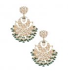 White Jadtar & Green Beads Chandbalis