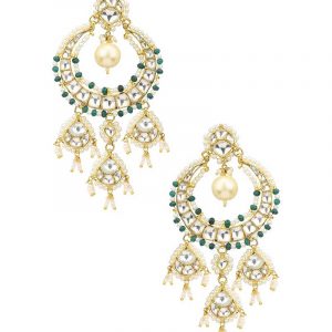 Green & White Beads Earrings