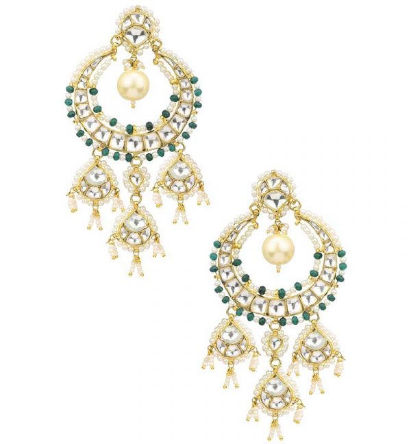 Green & White Beads Earrings