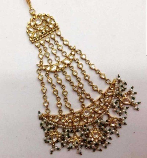 Gold plated White jadtar Studded Passa