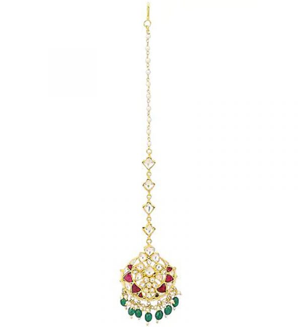 Multicolor Stone studded Maang tikka Jewellery Designs