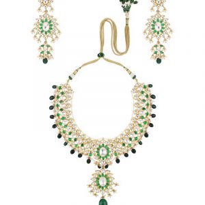 Bridal Necklace Detailed with jadtar stones and beads