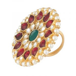 Red, White & Green Jadtar Ring