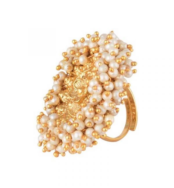 Gold Coated Beads studded Ring