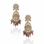 Brown color Jadtar Gold Plated Bridal Necklace