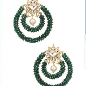 WHITE JADTAR STONE FLOWER WITH LIGHT GREEN BEADS AND PEARL