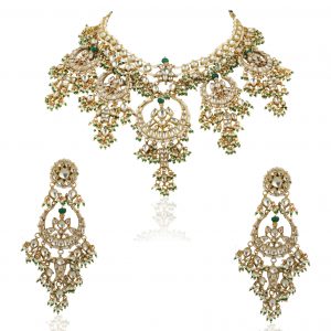 Three Layered chaand shape necklace set