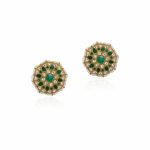 WHITE AND GREEN JADTAR STONE HEAVY BRIDAL NECKLACE SET WITH WHITE AND GREEN STUDS