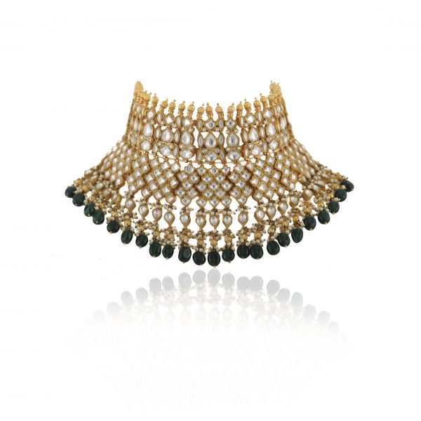 HEAVY BRIDAL NECKLACE WITH UPPER GOLDEN BALLS