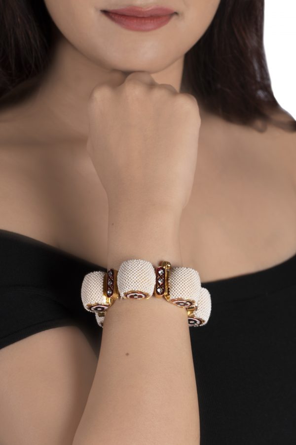 WHITE FLOWER WORK GAJARA BANGLES