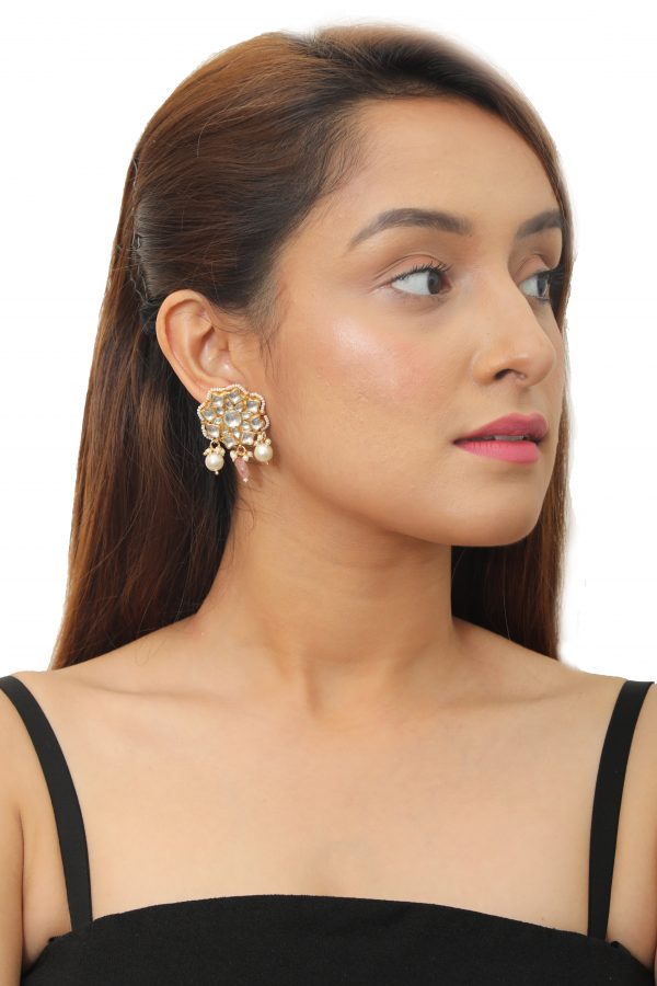 LIGHT PINK & WHITE BEADS EARRING