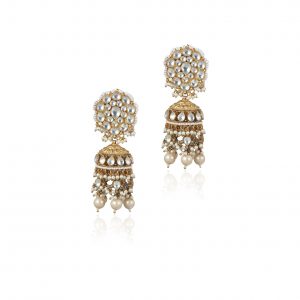 WHITE JADTAR STONE JHUMKIS