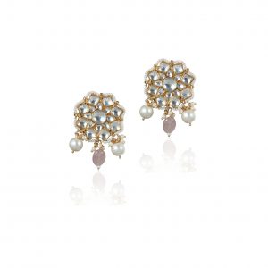 LIGHT PINK & WHITE BEADS EARRING