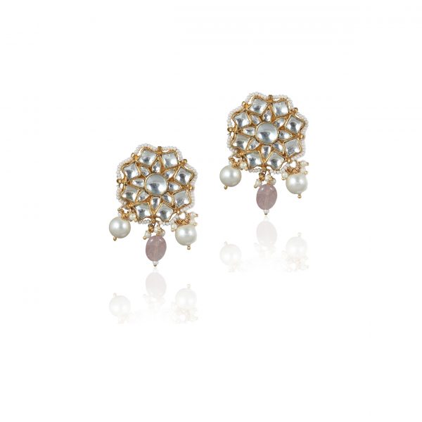 LIGHT PINK & WHITE BEADS EARRING