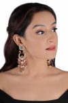 SMALL CHAND BAALIS EARRINGS WITH LIGHT PINK BEADS AND SMALL GREEN BEADS
