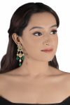 WHITE JADTAR STONE EARRINGS WITH GREEN BEADS