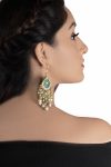 BAALI STYLE GREEN AND WHITE STONE EARRINGS WITH PEARL