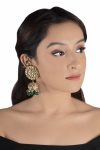 WHITE ROUND BIG TOPS WITH JHUMKI WITH GREEN BEADS WITH ATTECHED