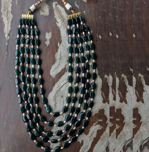 Green Stone four line beads semi precious maala For women & Girls