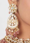 Brown color Jadtar Gold Plated Bridal Necklace