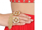 White and red kundan studded rings