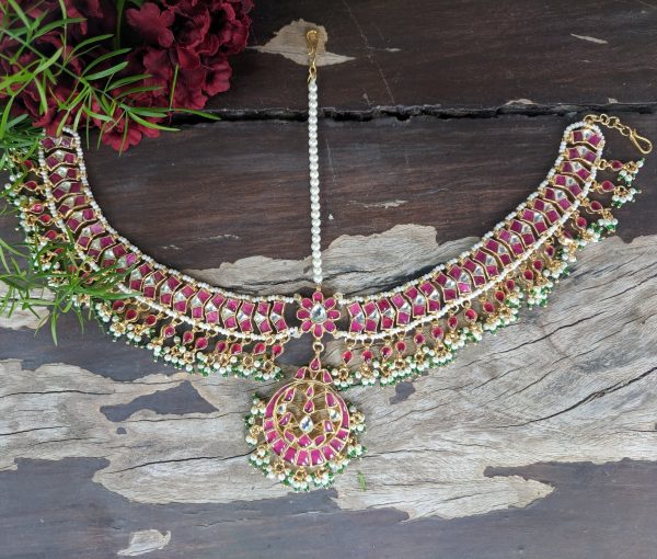 PINK AND GREEN JADTAR MATHA PATTI