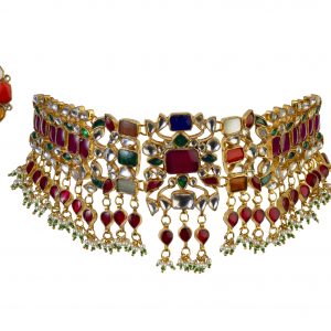 Navratna stone studded necklace