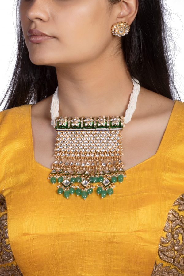 RAJWADI STYLE PENDANT NECKLACE WITH STUD EARRINGS