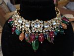 WHITE JADTAR BIG STONE WITH MULTI COLOUR NECKLACE SET