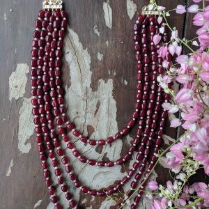 Red Stone Women Wedding beads semi precious maala