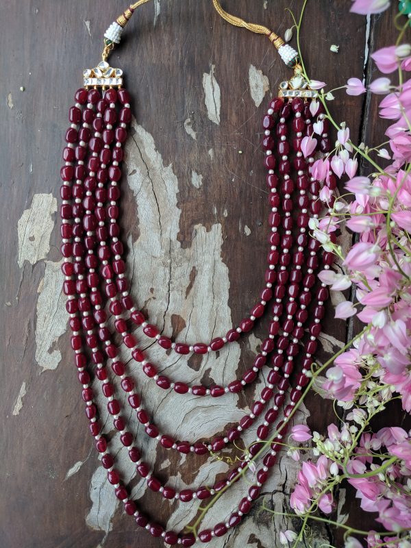 Red Stone Women Wedding beads semi precious maala