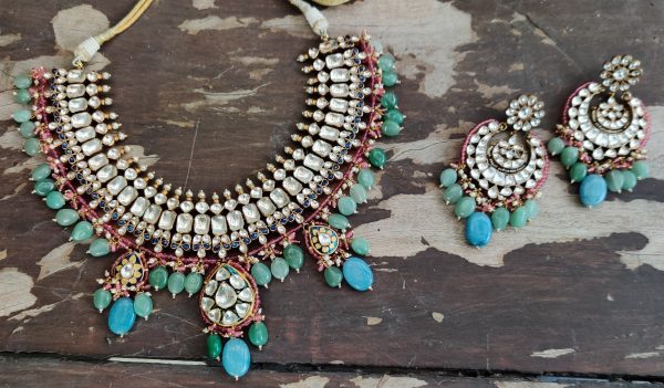 SEA GREEN & PESTLE BLUE NEW NECKLACE SET