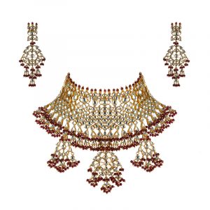 Bridal Necklace Set of Maroon Beads