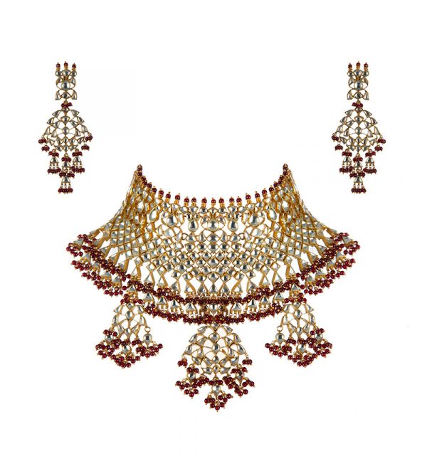 Bridal Necklace Set of Maroon Beads