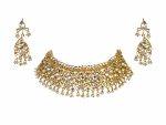 Gold Plated oval motives Necklace set With Earrings