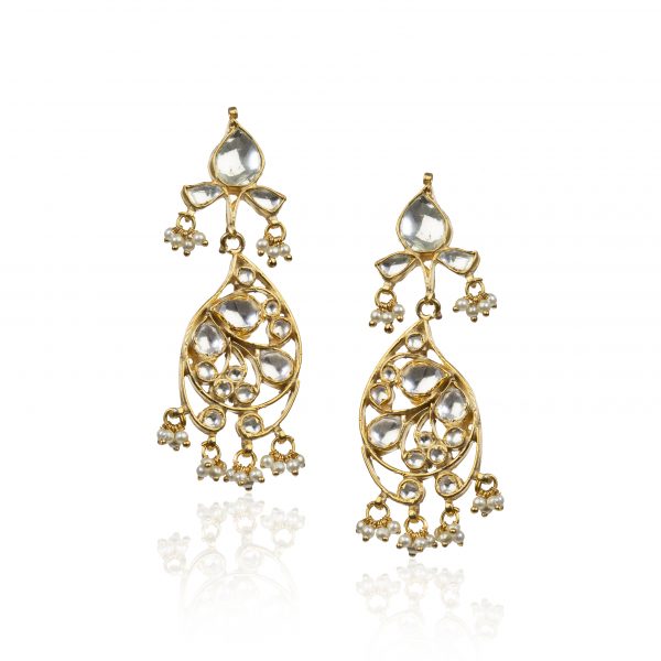 Gold Plated oval motives Necklace set With Earrings
