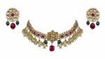 Gold Plated pink and white Stone Necklace Set