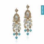 Gold Plated Pearls and firozi Blue Meena Pendant Necklace Set